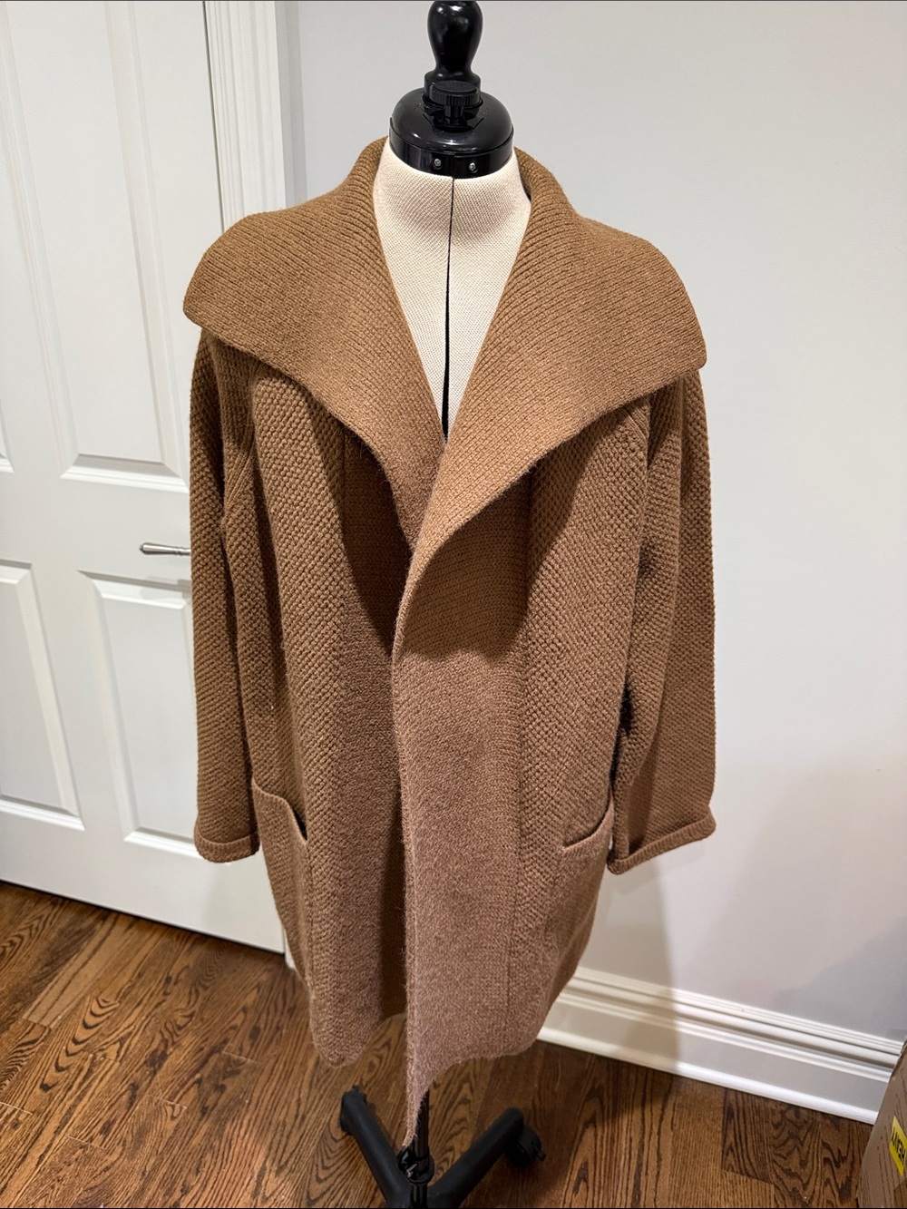 Ann Taylor Teddy Bear Tan Cozy Open-Front Camel Knit Coat Sweater  XLP